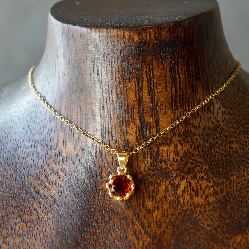 Handmade】マデイラシトリン クラウンモチーフ ペンダントトップ 18k