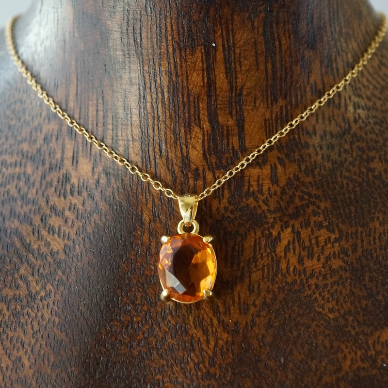 Handmade】濃いめ発色 シトリン ペンダントトップ 18kゴールド
