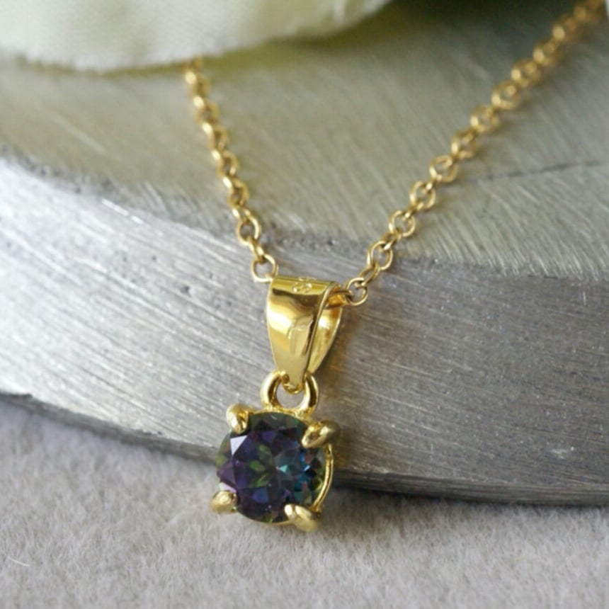 Handmade】ミスティックトパーズ ペンダントトップ 18kゴールドプレー