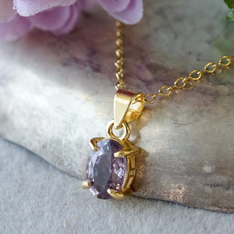 Handmade】ラベンダースピネル ペンダントトップ 18kゴールドプレー 