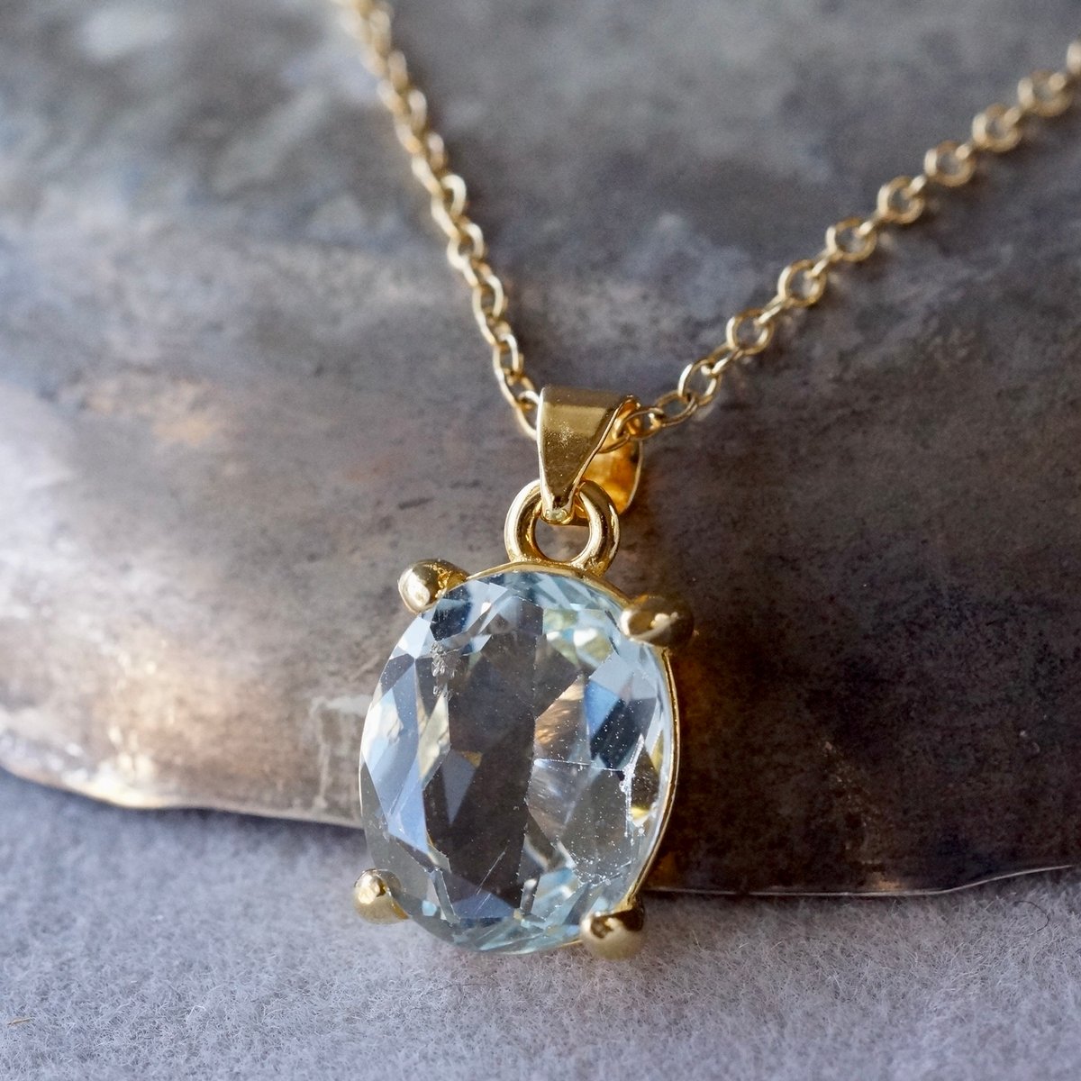 Handmade】アクアマリン ペンダントトップ 18kゴールドプレーテド