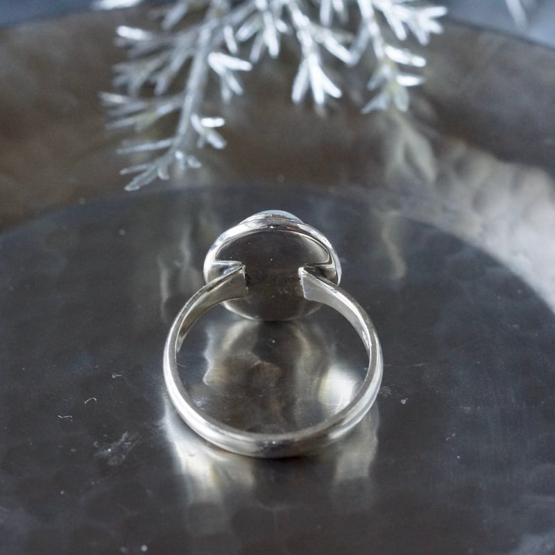 レインボームーンストーン カボションカット リング シルバー925 15号