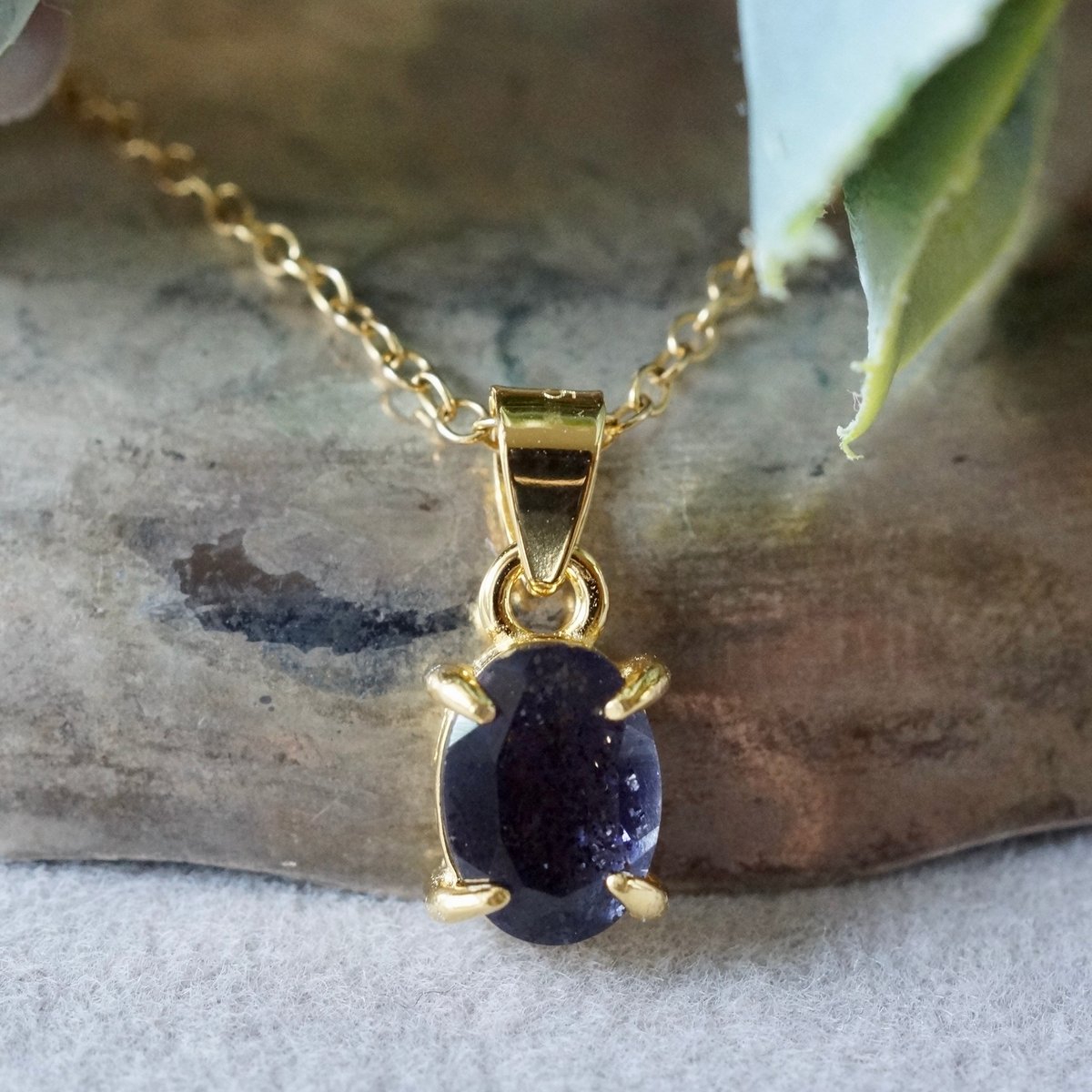 Handmade】アイオライトサンストーン ペンダントトップ 18kゴールド