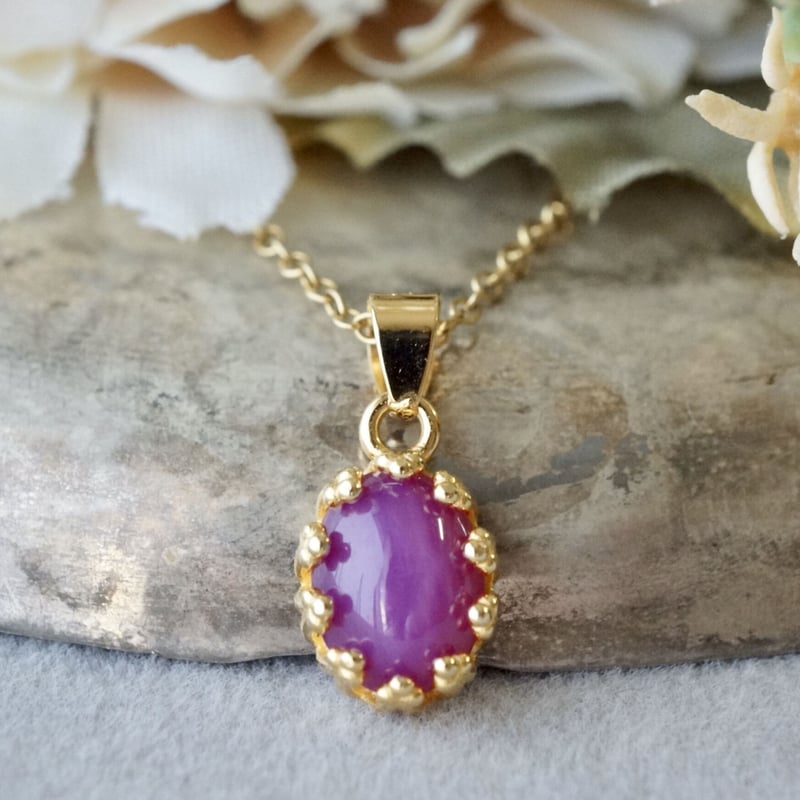 Handmade】合成スタールビー クラウンモチーフ ペンダントトップ 18k