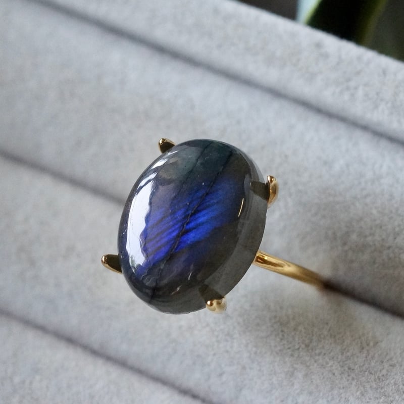 ラブラドライト　ブルーシラー 受注制作】△ブルーシラー ラブラドライト 7号〜フリーサイズリング