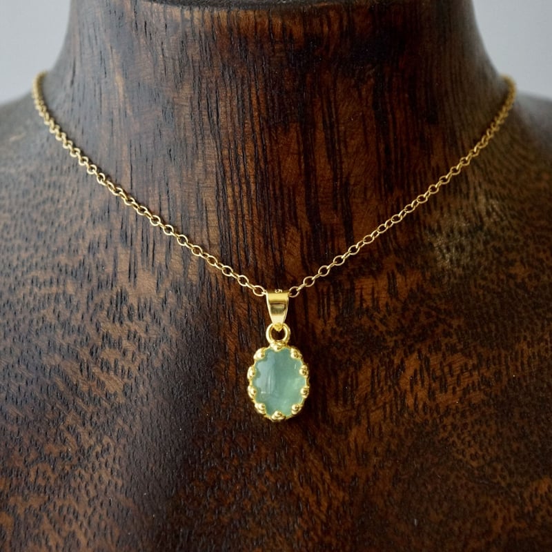 Handmade】グリーンオパール クラウンモチーフ ペンダントトップ 18k