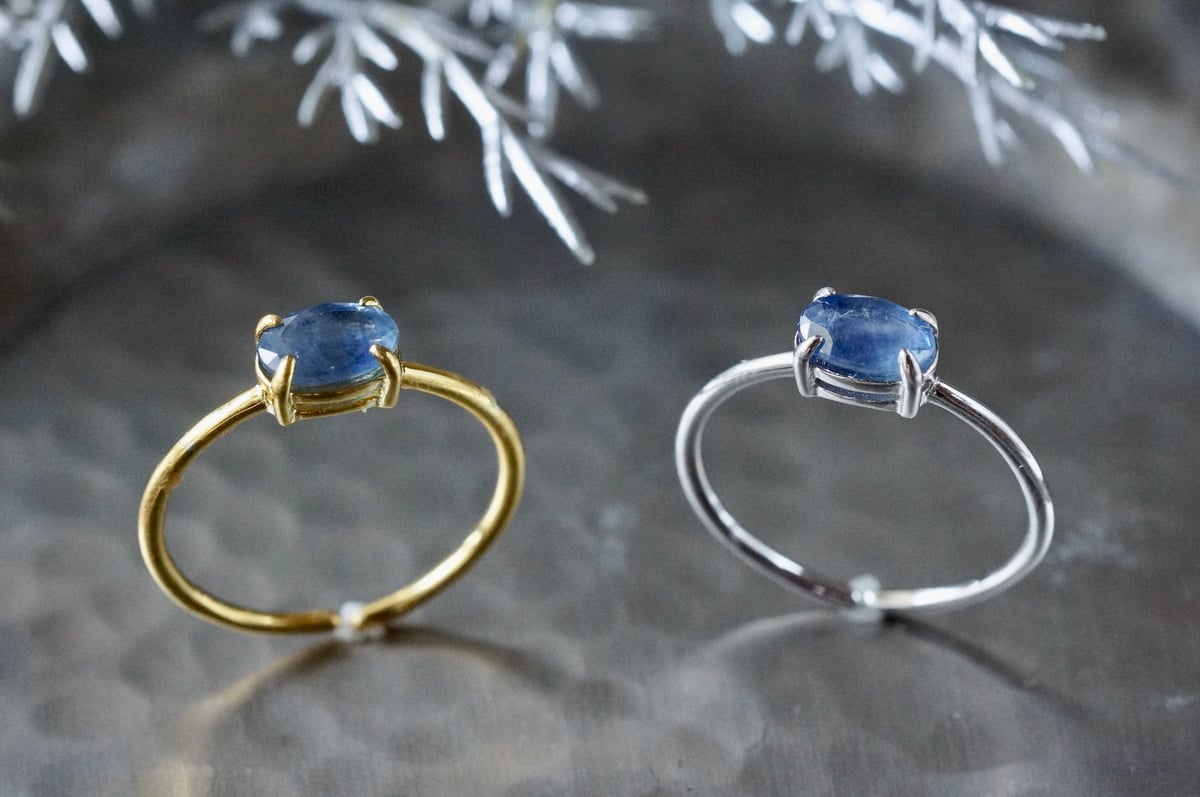 ブルー サファイア 7号〜フリーサイズリング ロジウム