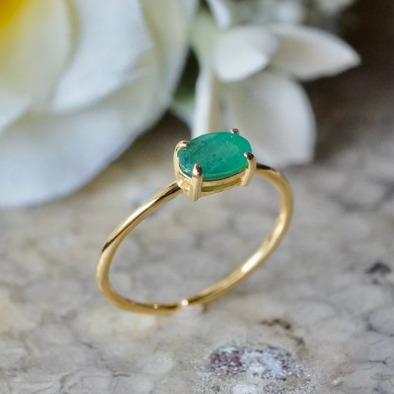 エメラルドゴールドリング18k