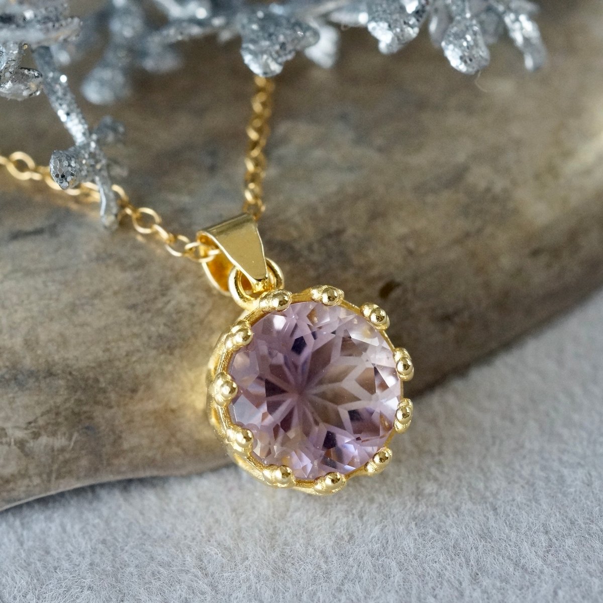 Handmade】アメトリン フラワーカット ペンダントトップ 18kゴールド