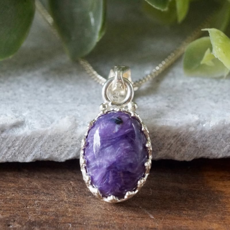 パープル チャロアイト クラウンペンダントトップ シルバー925（sv-555