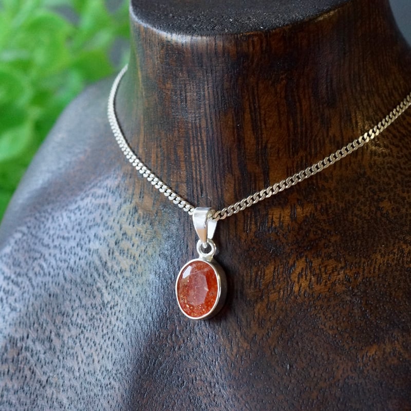 オレンジ サンストーン ペンダントトップ シルバー925 （sv-911
