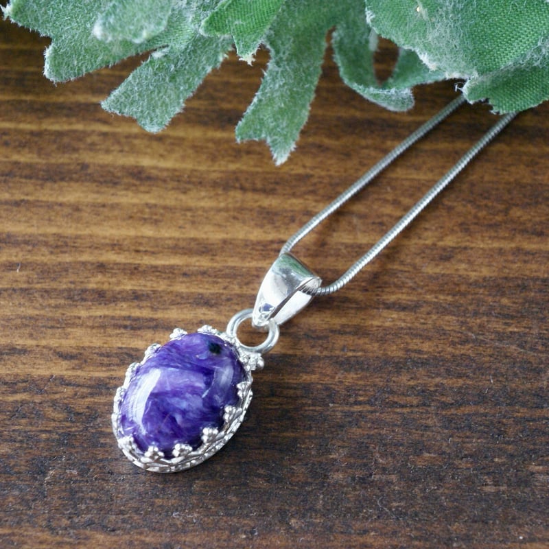 パープル チャロアイト クラウンペンダントトップ シルバー925（sv-555