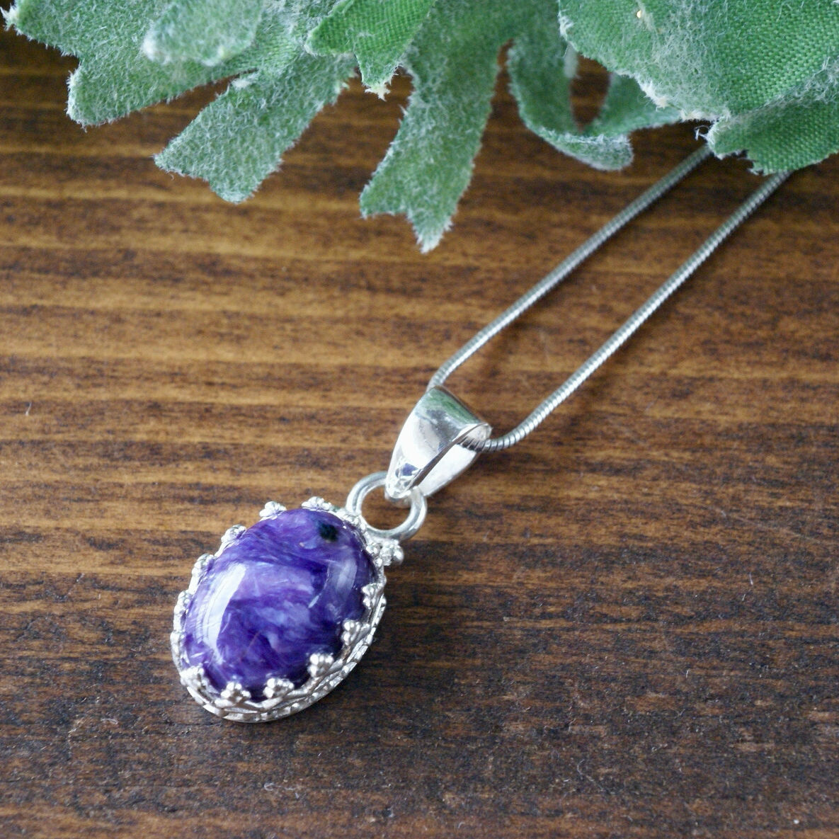 パープル チャロアイト クラウンペンダントトップ シルバー925（sv-555
