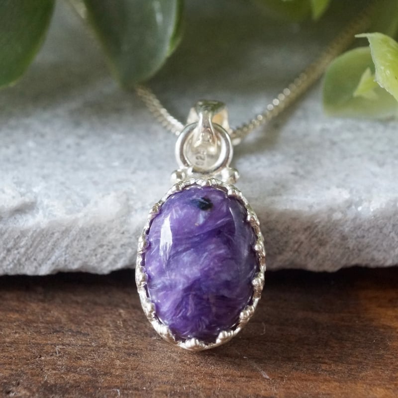 パープル チャロアイト クラウンペンダントトップ シルバー925（sv-555