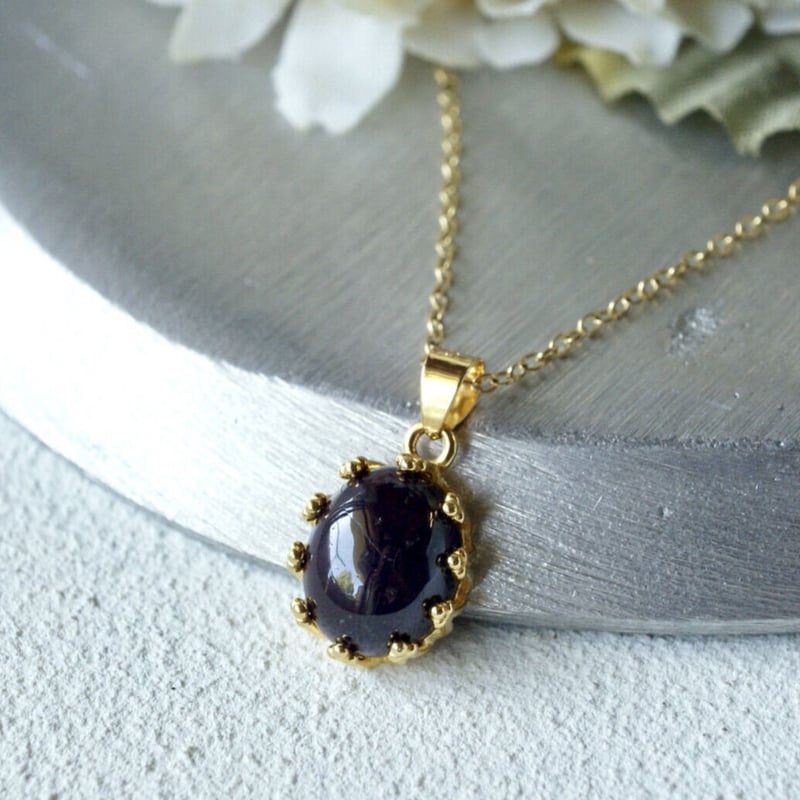 受注制作】スターガーネット クラウンモチーフ ペンダントトップ