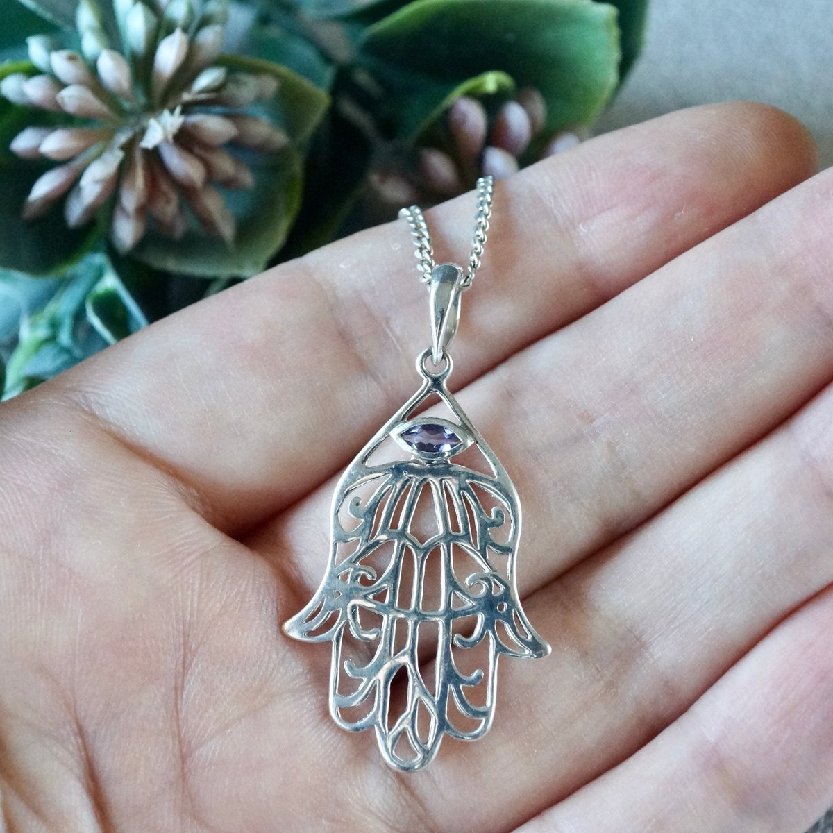 アイオライト ハムサの手 ペンダントトップ シルバー925（sv-877