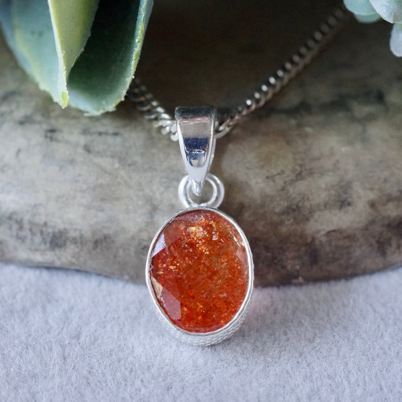 オレンジ サンストーン ペンダントトップ シルバー925 （sv-912-1