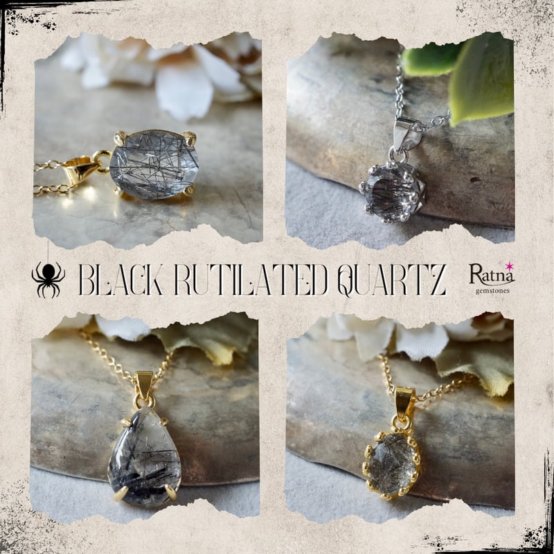 Handmade】ブラックルチルクォーツ ペンダントトップ 18kゴールド