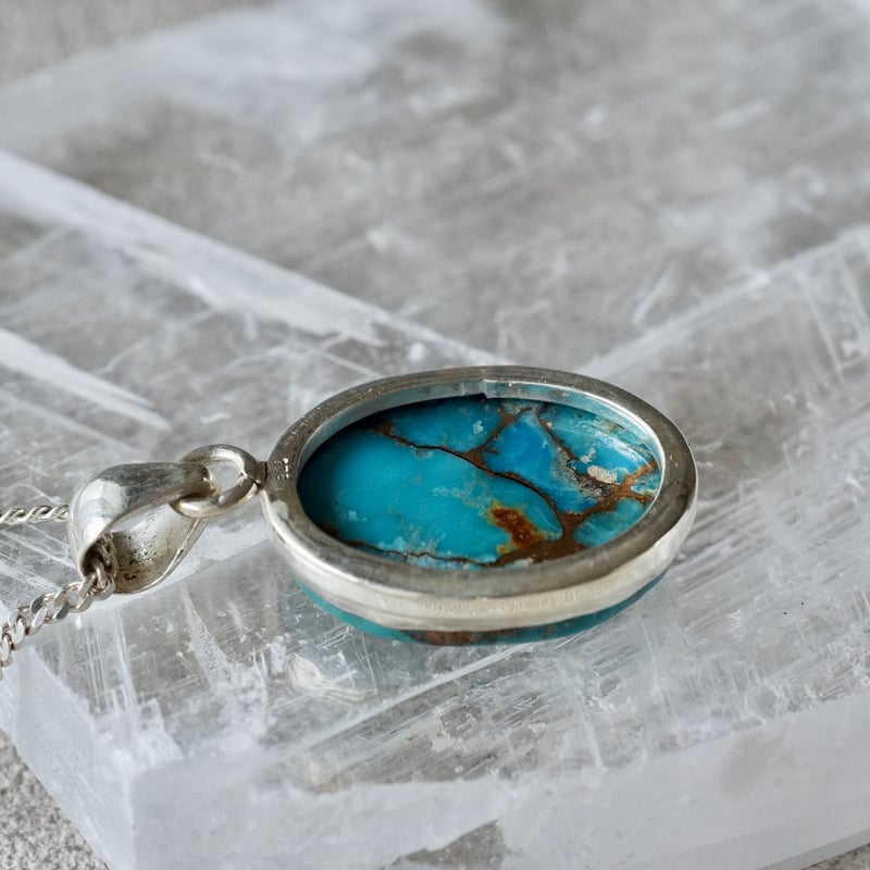 コッパーターコイズ オーバルシェイプ ペンダントトップ シルバー925