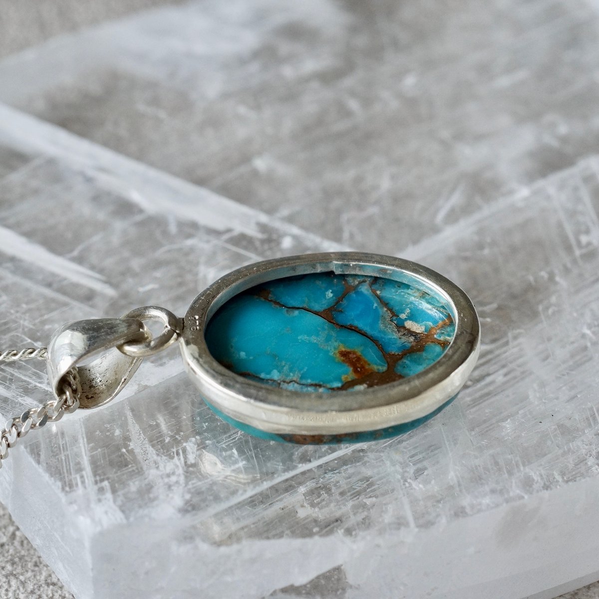 コッパーターコイズ オーバルシェイプ ペンダントトップ シルバー925