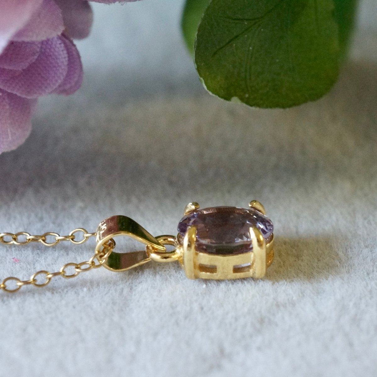 Handmade】ラベンダースピネル ペンダントトップ 18kゴールドプレー 