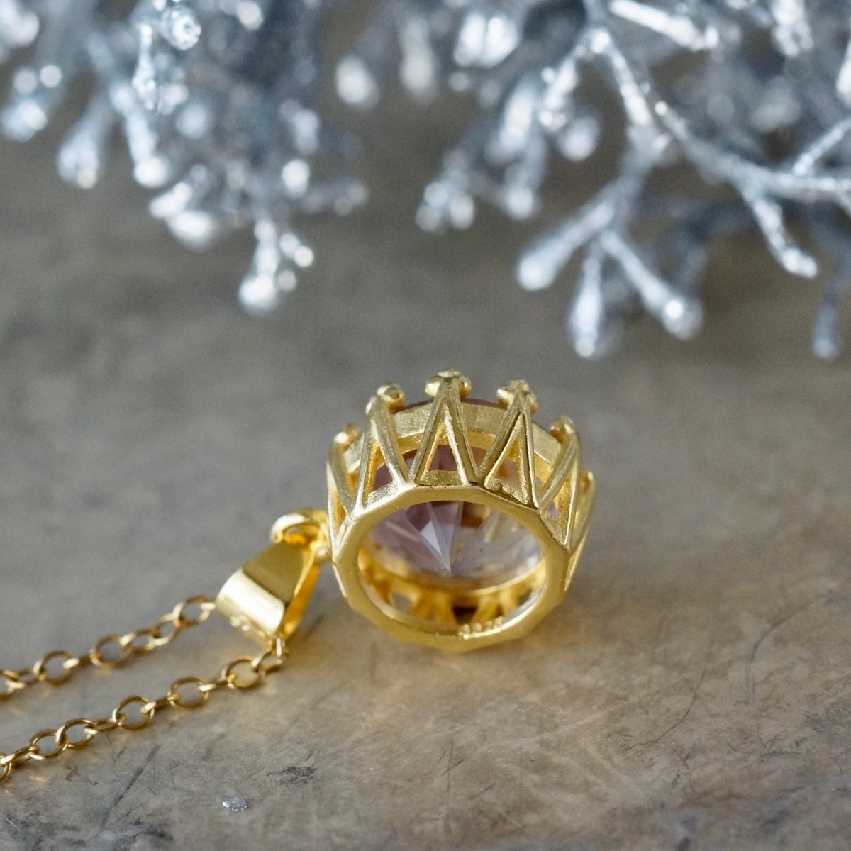 Handmade】アメトリン フラワーカット ペンダントトップ 18kゴールド