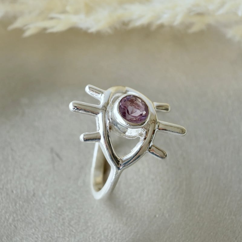 パープル アメジスト ファセットカット イーヴィルアイ(evil eye