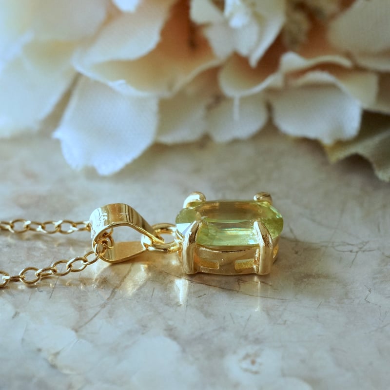 Handmade】イエローグリーン スフェーン ペンダントトップ 18kゴールド
