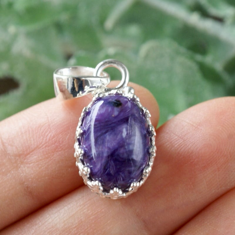 パープル チャロアイト クラウンペンダントトップ シルバー925（sv-555