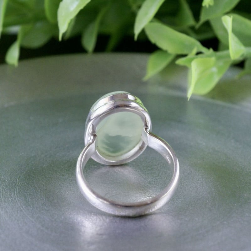 グリーン プレナイト オーバルシェイプ リング シルバー925 約12.5号