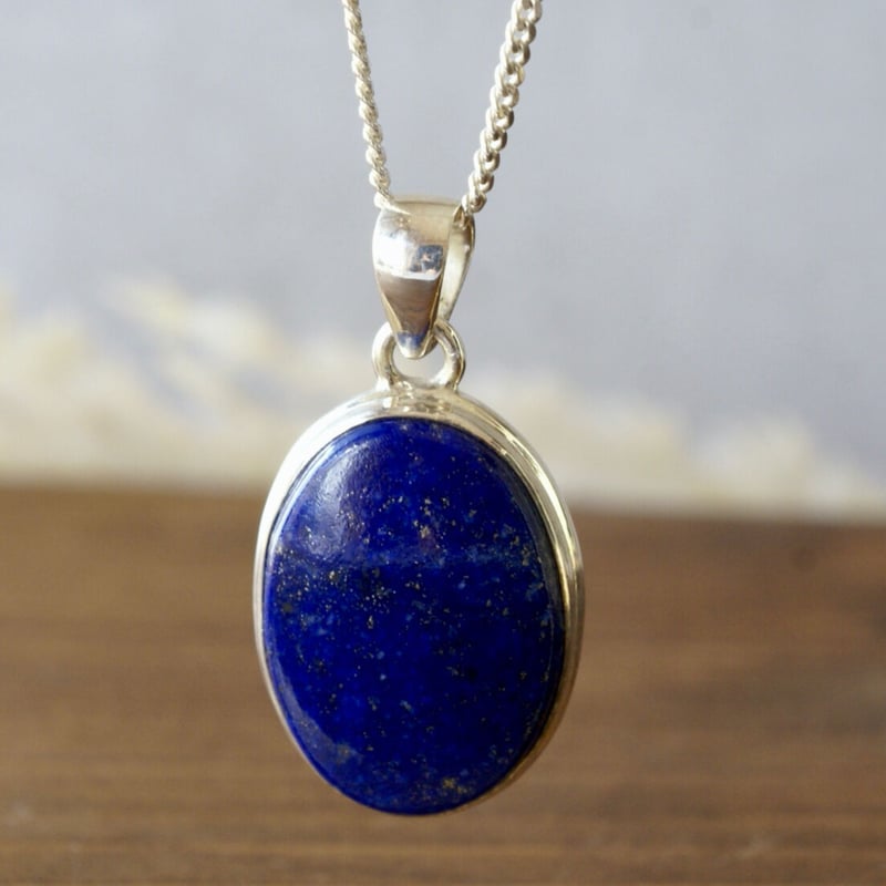 ブルー ラピスラズリ オーバルシェイプ ペンダントトップ シルバー925