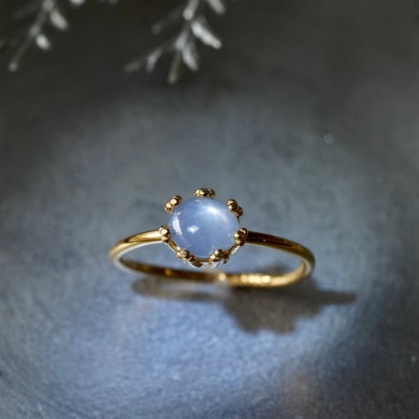 11号】ブルースターサファイアのリング18金ダイアモンド天然石の指輪