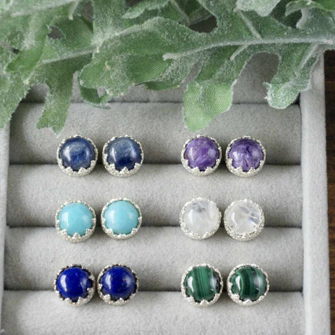 レインボームーンストーン クラウンピアス シルバー925 （sv-392-4