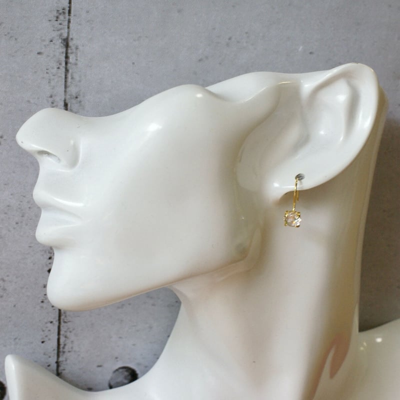 Handmade】キュービックジルコニア ローズカット フックピアス 18k 