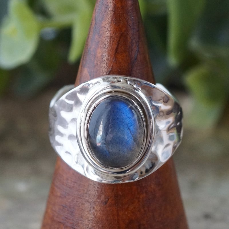 天然石リング　ラブラドライト　濃紫青シラー　‼️21*17mm SV925刻印 天然石リング ラブラドライト 濃紫青シラー ‼️21*17mm SV925刻印