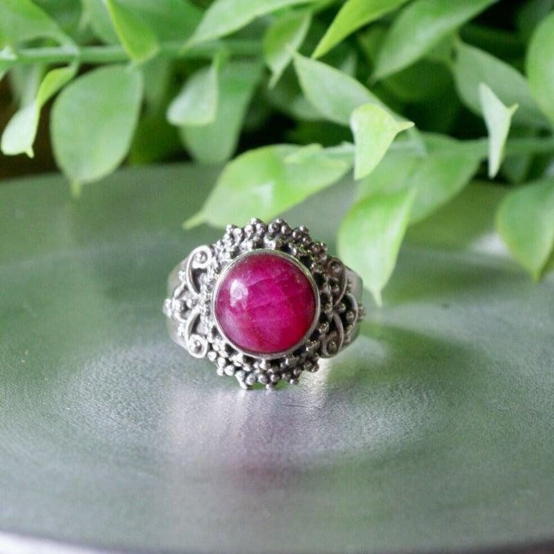 レッド ルビー エスニックリング シルバー925 12号（sv-393） | Ratna g