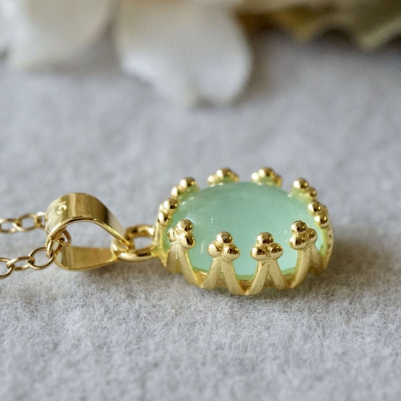 18K刻印 ダークグリーン花モチーフペンダントトップ fit=scale-down,w=1200