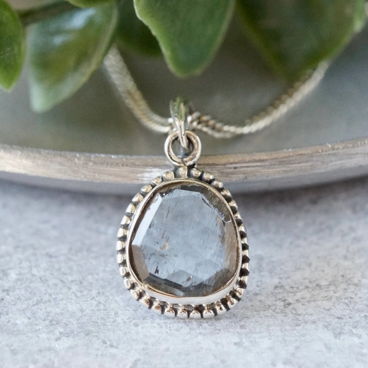 ダイヤモンドペンダントトップ　台座シルバー モスアクアマリン ペンダントトップ シルバー925 （sv-813） | Ratna