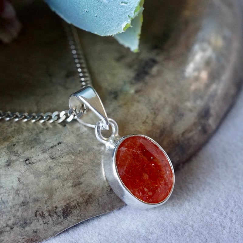 オレンジ サンストーン ペンダントトップ シルバー925 （sv-911
