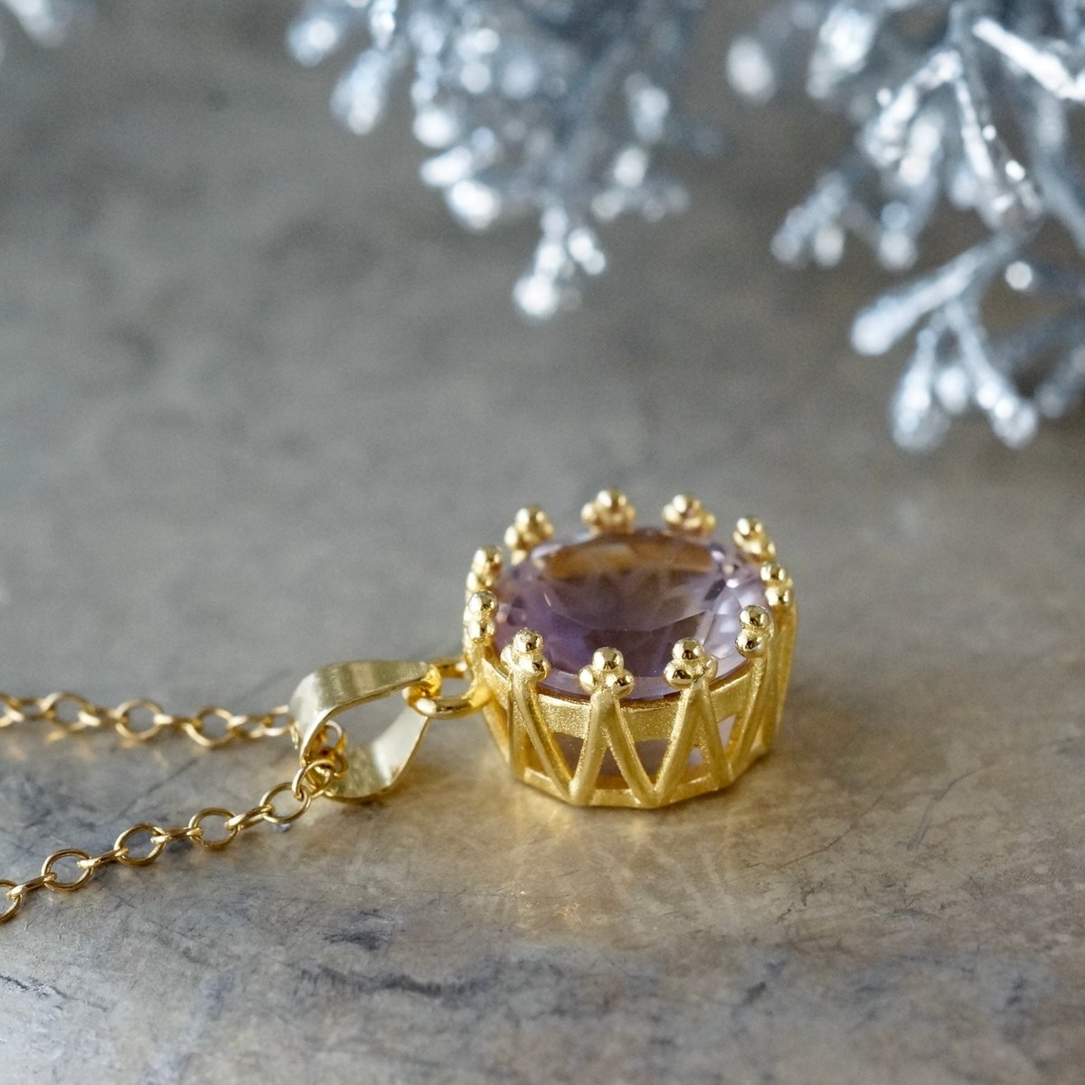 Handmade】アメトリン フラワーカット ペンダントトップ 18kゴールド