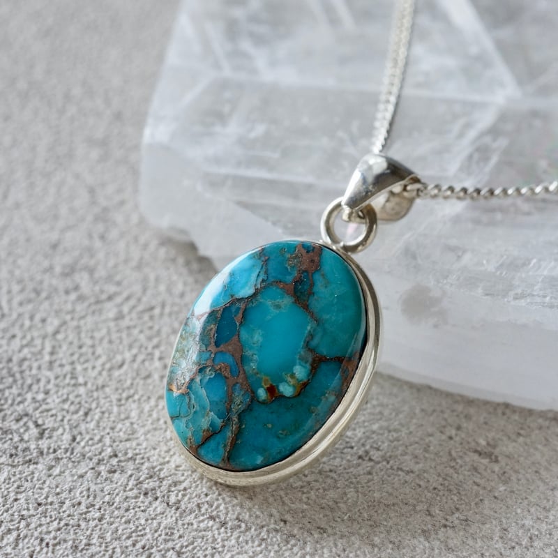 コッパーターコイズ オーバルシェイプ ペンダントトップ