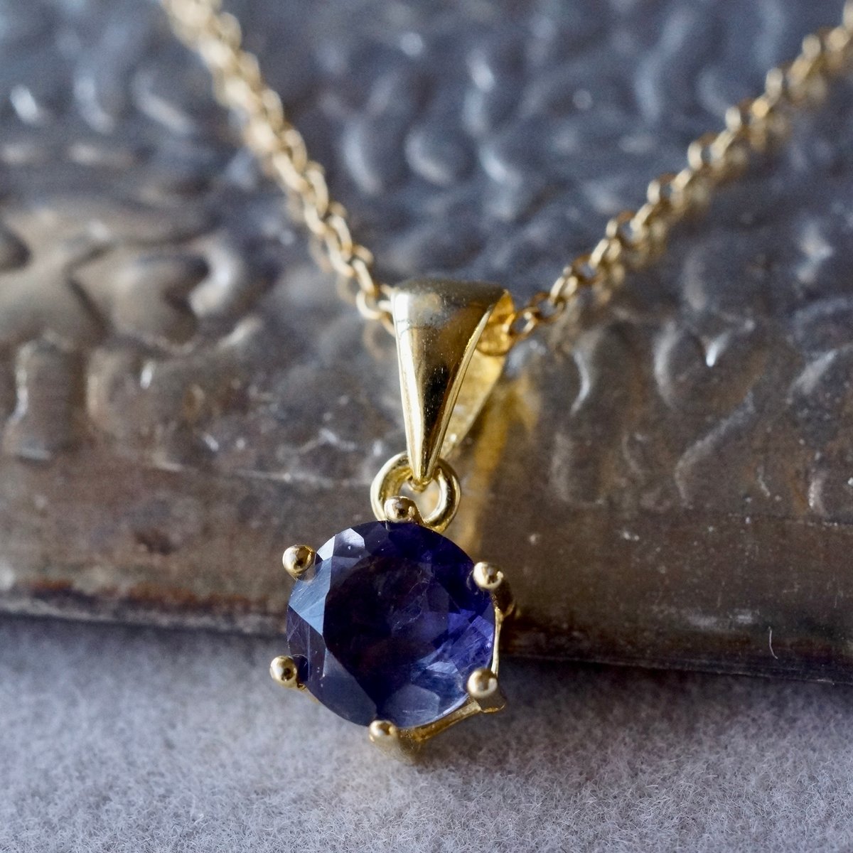 Handmade】アイオライト ペンダントトップ 18kゴールドプレーテド