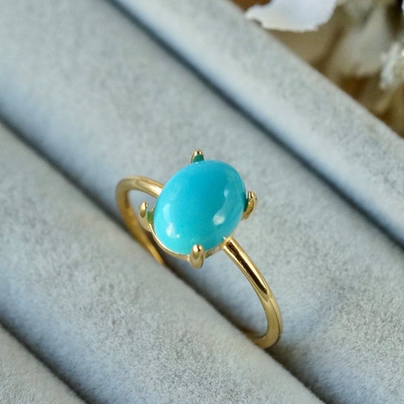 18金 ターコイズオーバルリング 15.5号 18金 ターコイズオーバルリング 15.5号
