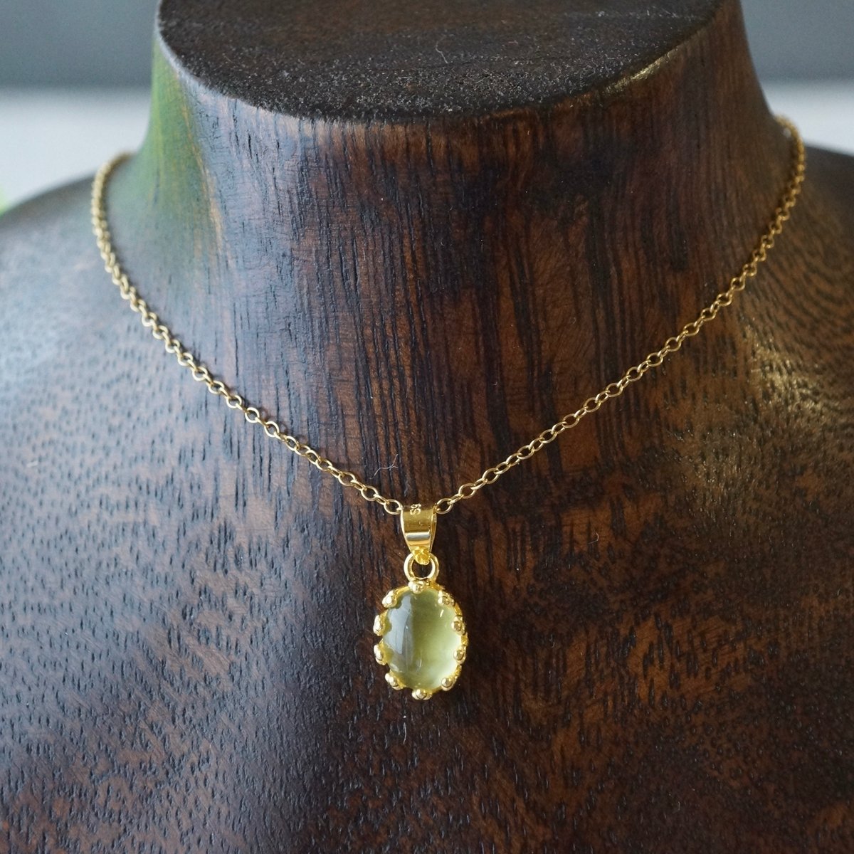 Handmade】イエロープレナイト クラウンモチーフ ペンダントトップ 18k