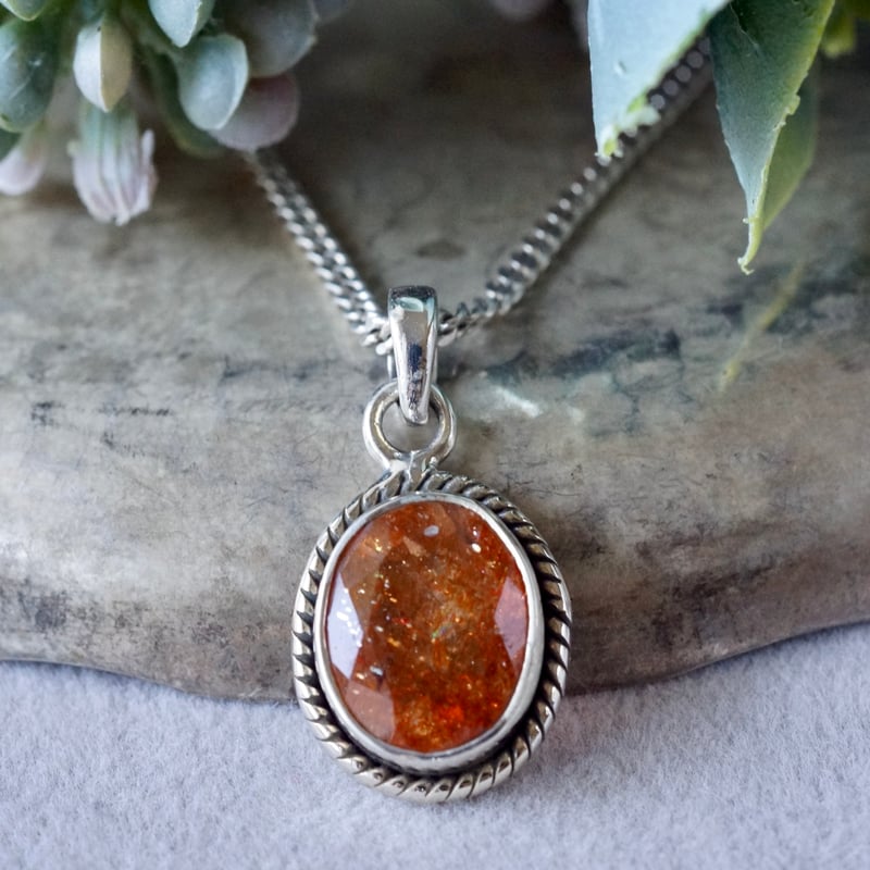 オレンジ サンストーン ペンダントトップ シルバー925 （sv-908