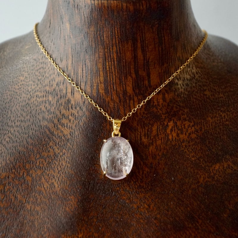 Handmade】ピンク クンツァイト ペンダントトップ 18kゴールドプレー