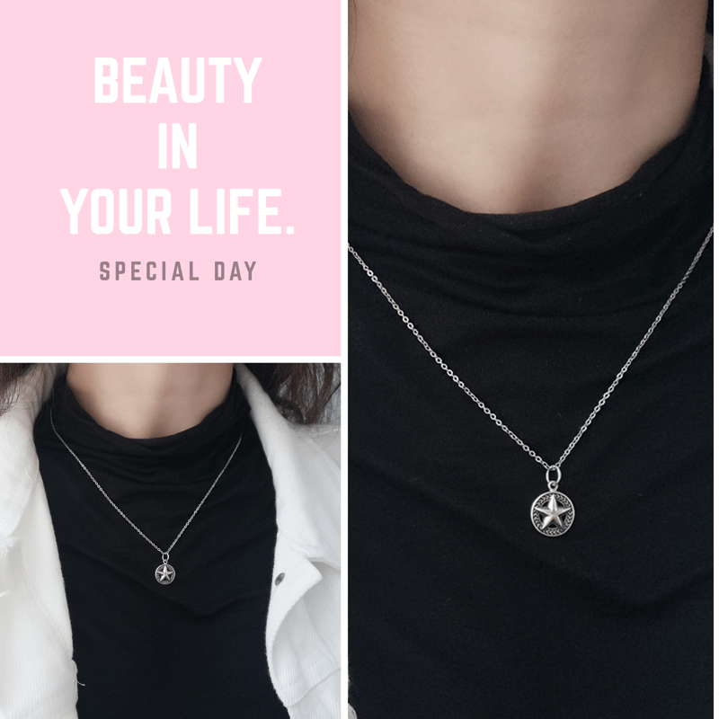 スター 星 ブラック コイン ネックレス シルバー925 | アイ・アム