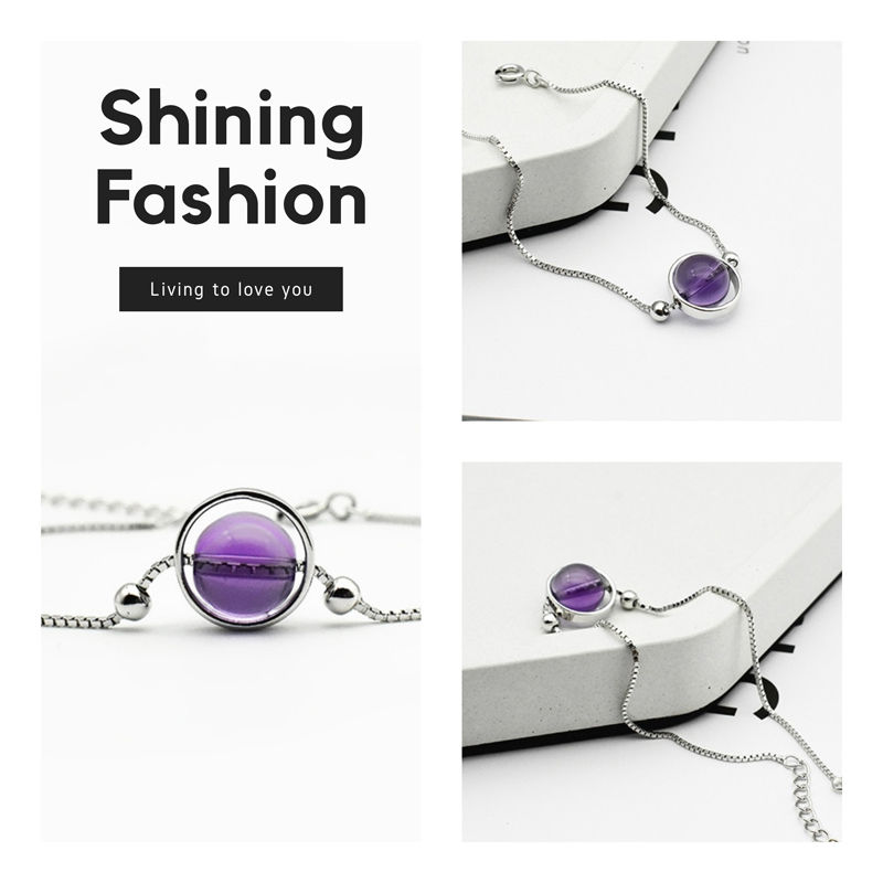 アメジスト&トパーズシルバーブレスレット Clementia アメジスト&トパーズブレスレット