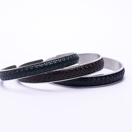[Horween] Shell Cordovan - Bracelet  Stainless Steel with KIKKO pattern/ホーウィン・シェルコードバン　ブレスレット