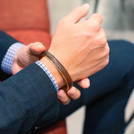[Horween] Shell Cordovan - Bracelet  Stainless Steel with KIKKO pattern/ホーウィン・シェルコードバン　ブレスレット
